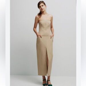 Wes Gordon Elegant Beige Strapless Runway Dress size 4